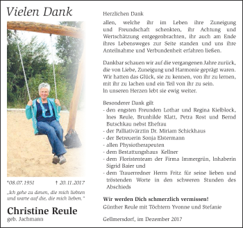 Traueranzeige von Christine Reule von Märkische Oderzeitung