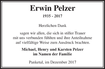 Traueranzeige von Erwin Pelzer von Märkische Oderzeitung