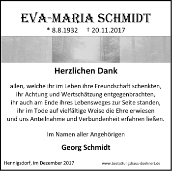 Traueranzeige von Eva-Maria Schmidt von Märkische Oderzeitung