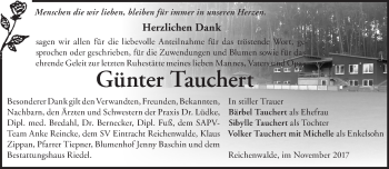 Traueranzeige von Günter Tauchert von Märkische Oderzeitung