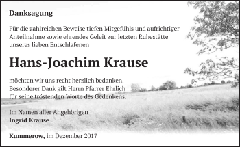 Traueranzeige von Hans-Joachim Krause von Märkische Oderzeitung