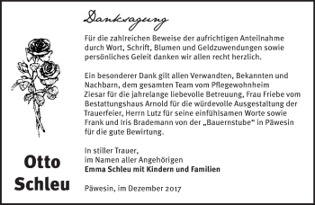 Traueranzeige von Otto Schleu von Märkische Oderzeitung