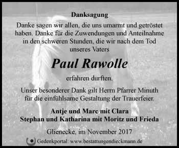 Traueranzeige von Paul Rawolle von Märkische Oderzeitung