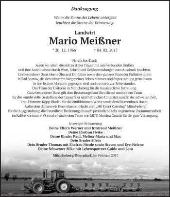 Traueranzeige von Mario Meißner von Märkische Oderzeitung