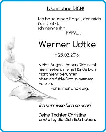 Traueranzeige von Werner Udtke von Märkische Oderzeitung