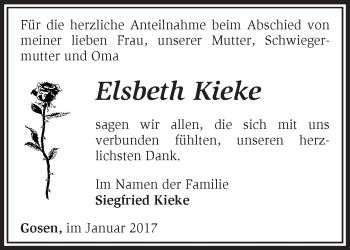 Traueranzeige von Elsbeth Kieke von Märkische Oderzeitung