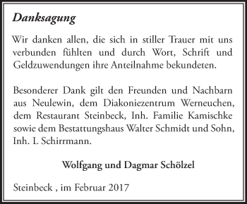 Traueranzeige von Danksagung  von Märkische Oderzeitung