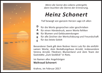 Traueranzeige von Heinz Schonert von Märkische Oderzeitung