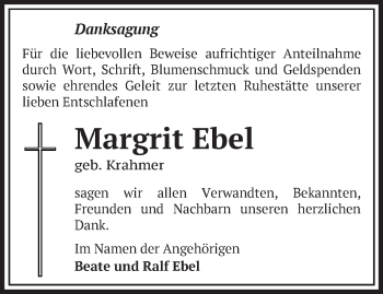 Traueranzeige von Margrit Ebel von Märkische Oderzeitung