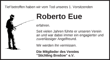 Traueranzeige von Roberto Eue von Märkische Oderzeitung