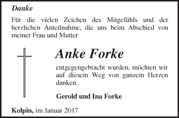 Traueranzeige von Anke Forke von Märkische Oderzeitung