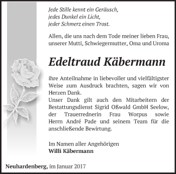 Traueranzeige von Edeltraud Käbermann von Märkische Oderzeitung