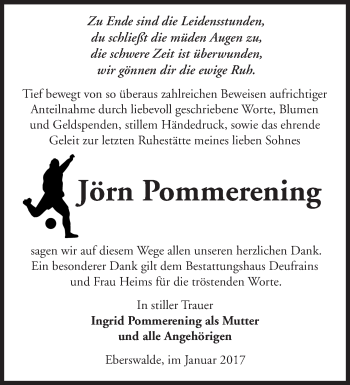 Traueranzeige von Jörn Pommerening von Märkische Oderzeitung