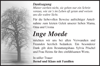 Traueranzeige von Inge Moede von Märkische Oderzeitung