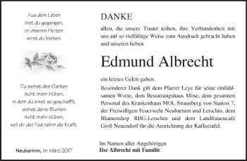 Traueranzeige von Edmund Albrecht von Märkische Oderzeitung