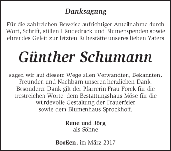 Traueranzeige von Günther Schumann von Märkische Oderzeitung