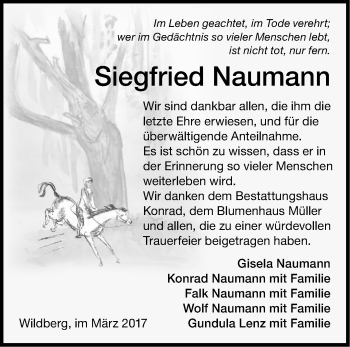 Traueranzeige von Siegfried Naumann von Märkische Oderzeitung