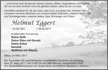 Traueranzeige von Helmut Eggert von Märkische Oderzeitung