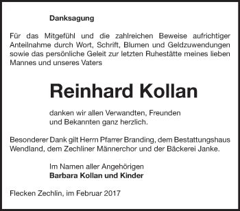 Traueranzeige von Reinhard Kollan von Märkische Oderzeitung