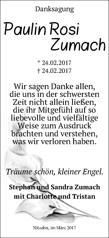 Traueranzeige von Paulin Rosi Zumach von Märkische Oderzeitung