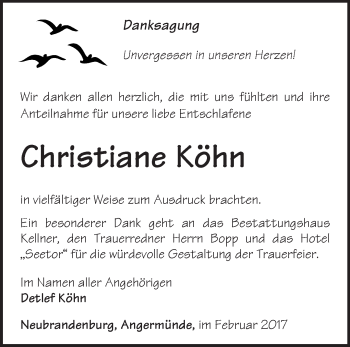 Traueranzeige von Christiane Köhn von Märkische Oderzeitung