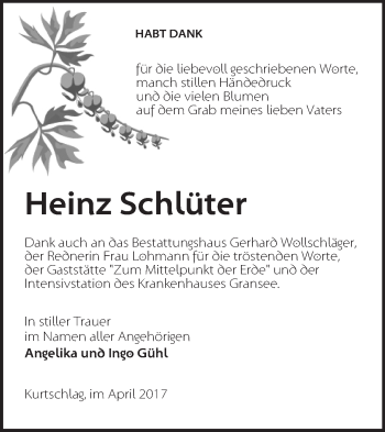 Traueranzeige von Heinz Schlüter von Märkische Oderzeitung