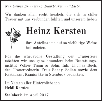 Traueranzeige von Heinz Kersten von Märkische Oderzeitung