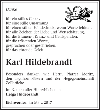 Traueranzeige von Karl Hildebrandt von Märkische Oderzeitung