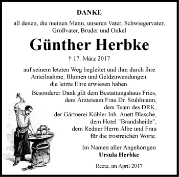 Traueranzeige von Günther Herbke von Märkische Oderzeitung