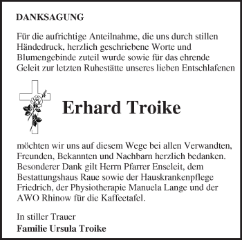 Traueranzeige von Erhard Troike von Märkische Oderzeitung