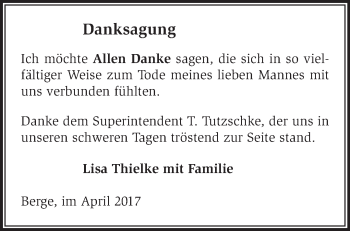 Traueranzeige von Rudi Thielke von Märkische Oderzeitung