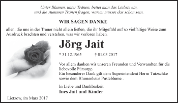 Traueranzeige von Jörg Jait von Märkische Oderzeitung