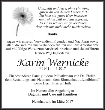 Traueranzeige von Karin Wernicke von Märkische Oderzeitung