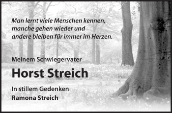 Traueranzeige von Horst Streich von Märkische Oderzeitung