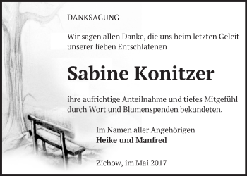 Traueranzeige von Sabine Konitzer von Märkische Oderzeitung