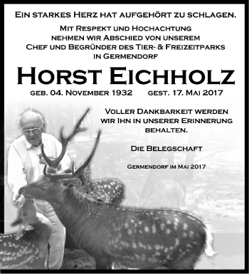 Traueranzeige von Horst Eichholz von Märkische Oderzeitung