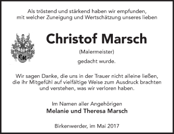 Traueranzeige von Christof Marsch von Märkische Oderzeitung