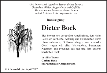 Traueranzeige von Dieter Bock von Märkische Oderzeitung