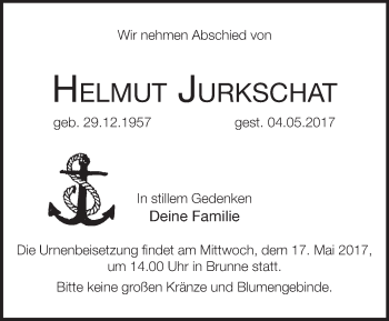 Traueranzeige von Helmut Jurkschat von Märkische Oderzeitung