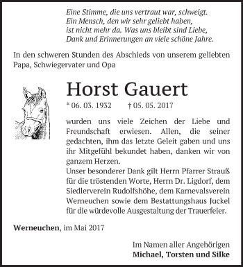 Traueranzeige von Horst Gauert von Märkische Oderzeitung