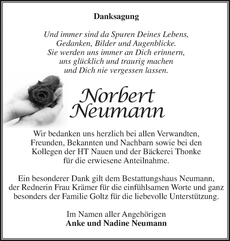  Traueranzeige für Norbert Neumann vom 28.05.2017 aus Märkische Oderzeitung
