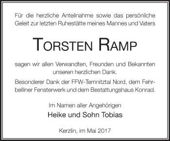 Traueranzeige von Torsten Ramp von Märkische Oderzeitung