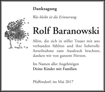 Traueranzeige von Rolf Baranowski von Märkische Oderzeitung