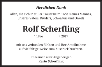 Traueranzeige von Rolf Scherfling von Märkische Oderzeitung