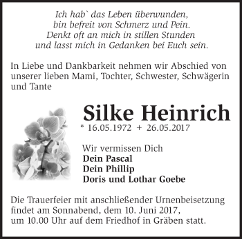 Traueranzeige von Silke Heinrich von Märkische Oderzeitung