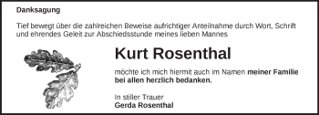 Traueranzeige von Kurt Rosenthal von Märkische Oderzeitung