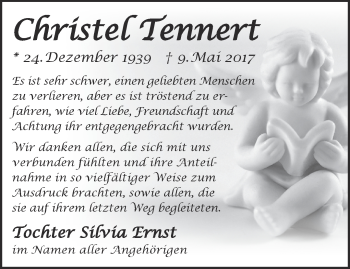 Traueranzeige von Christel Tennert von Märkische Oderzeitung