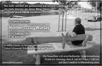 Traueranzeige von Norbert Woitas von Märkische Oderzeitung