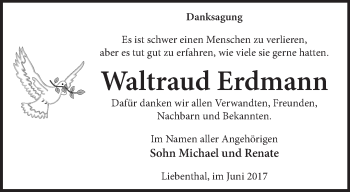 Traueranzeige von Waltraud Erdmann von Märkische Oderzeitung