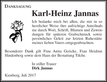 Traueranzeige von Karl-Heinz Jannas von Märkische Oderzeitung